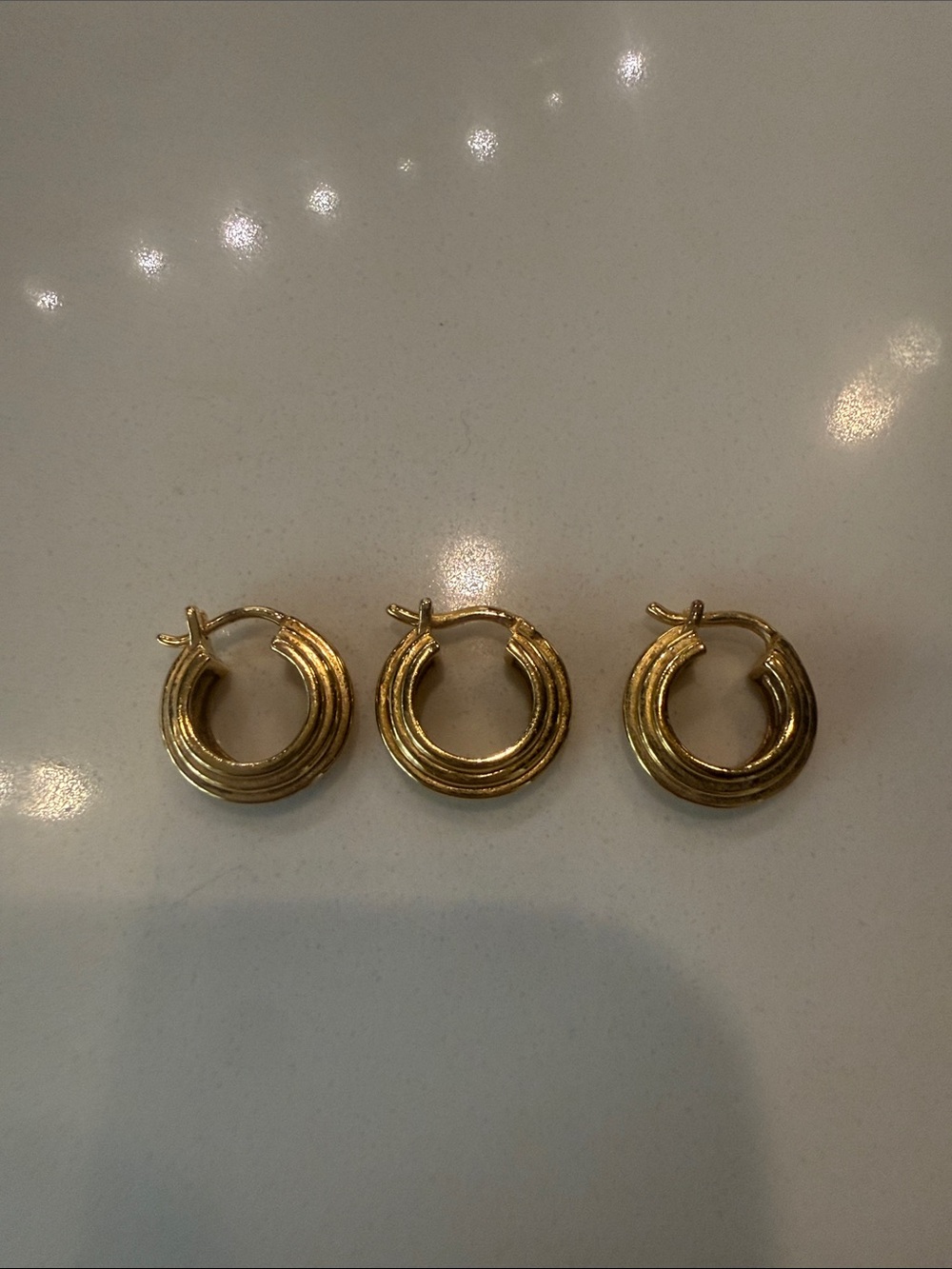 Missoma Lucy Williams Small Ridge Hoop Earrings Gold Huggies View 2
